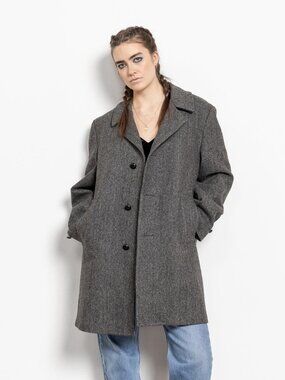 MENSWEAR OVERSIZE WOOL Coat Jacket Women Unisex Vintage Fall Winter / Medium
